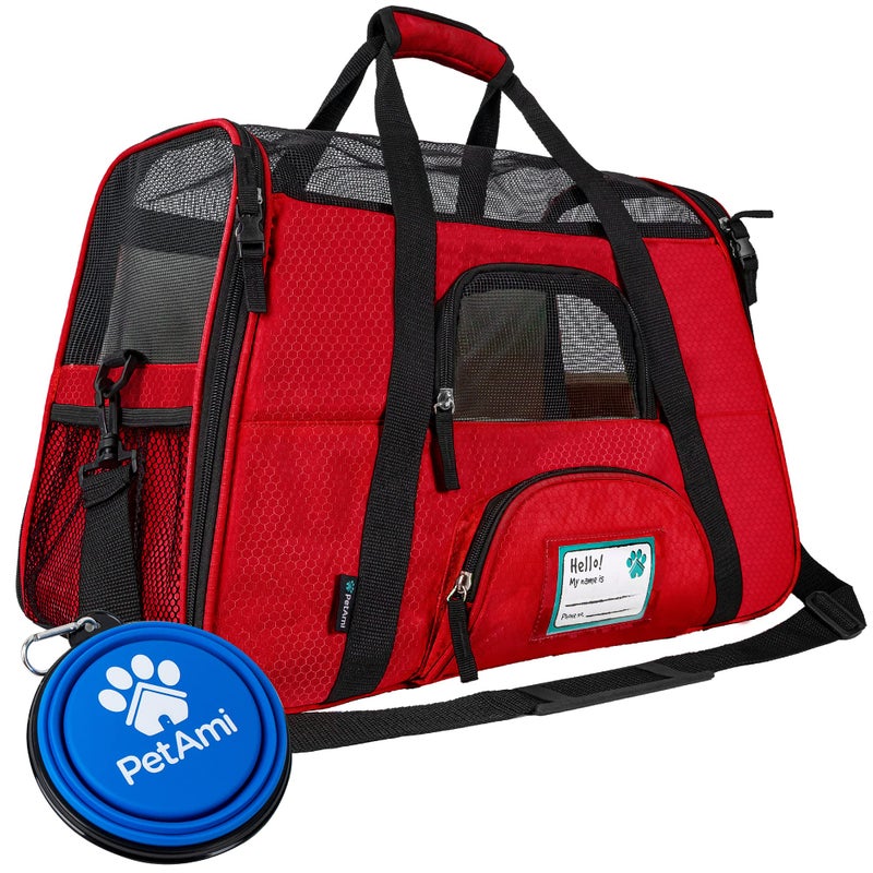 PetAmi Airline Approved Pet Carrier for Cat, Soft Sided Dog Carrier for Small Dogs, Cat Travel Supplies Accessories for Indoor Cats, Ventilated Pet Carrying Bag Medium Large Kitten Puppy, Large Red - Image 1